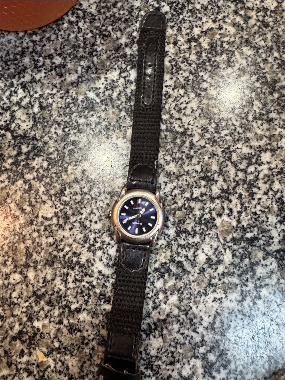 Men's Black Strap Watch with Blue Dial